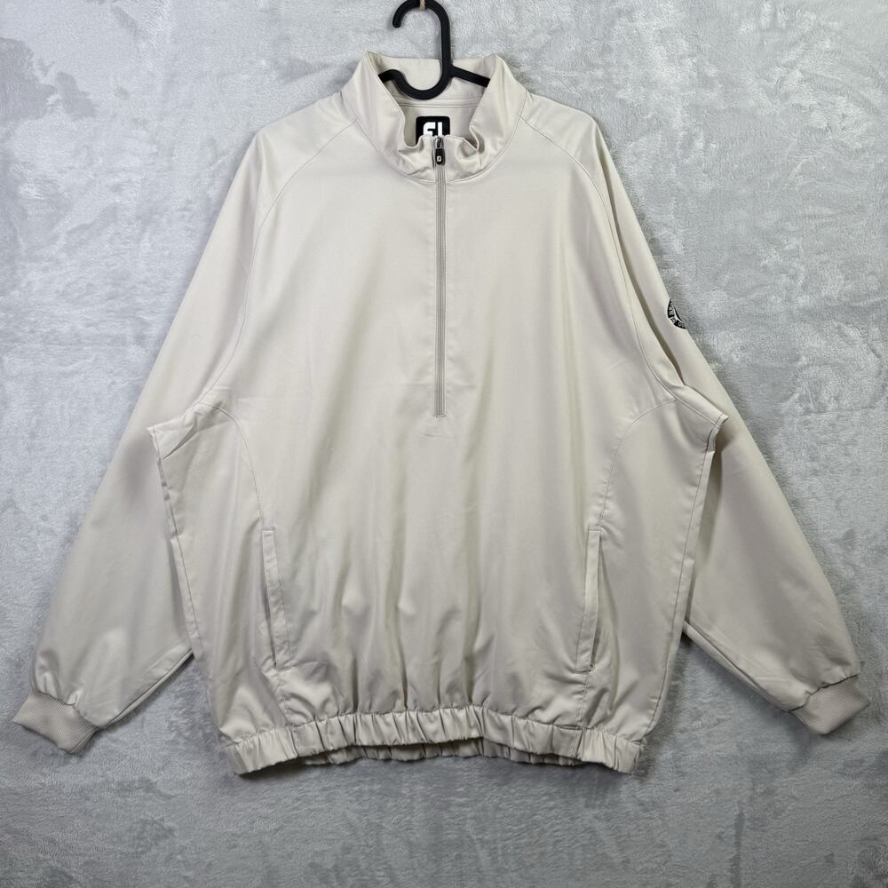 Footjoy 1/2 Zip Windbreaker‎ Pullover Jacket Men's Large Ivory Golf Pockets